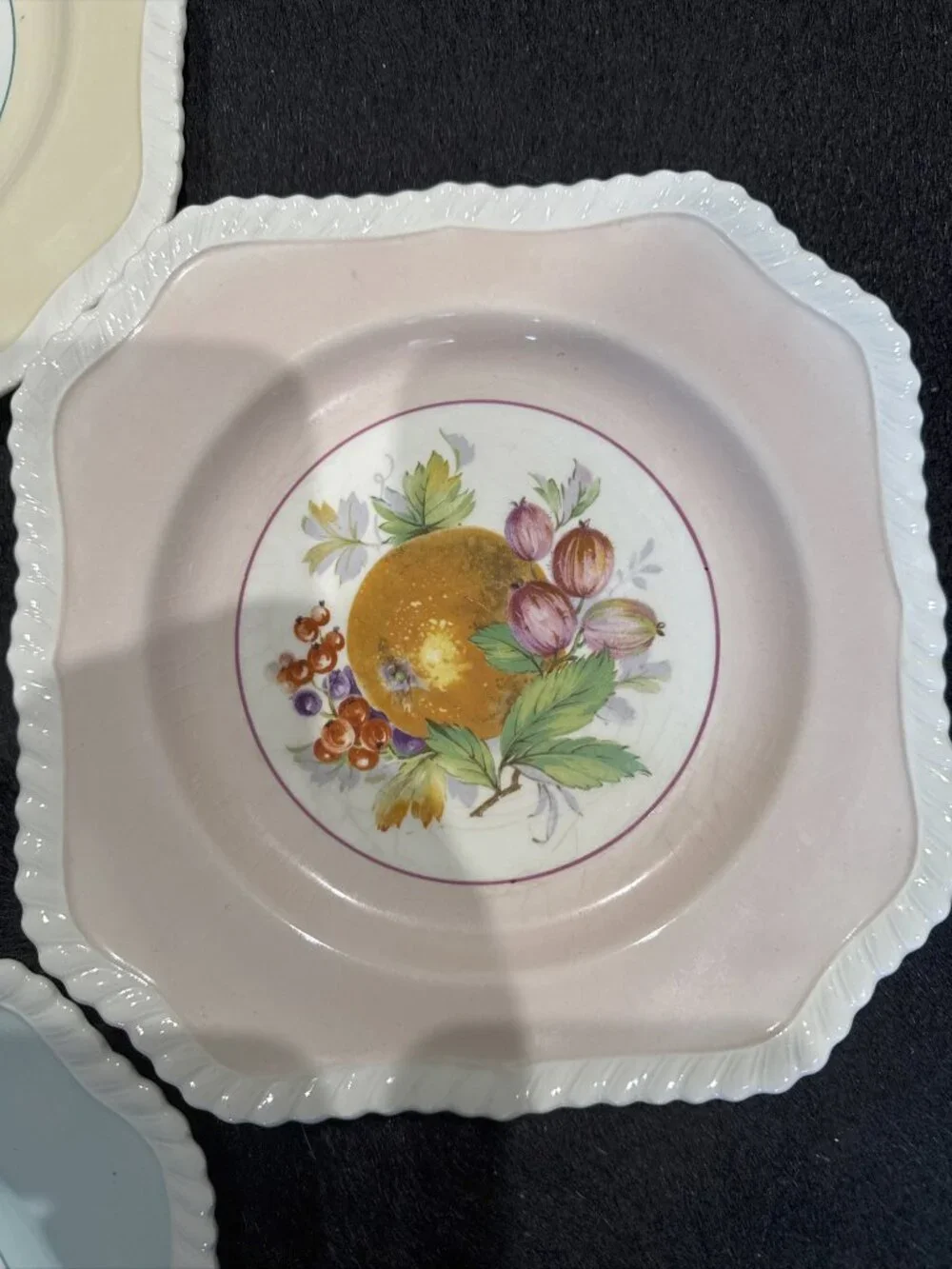 7 CALIFORNIA Pastel Fruit Square Salad Plates 7 5/8